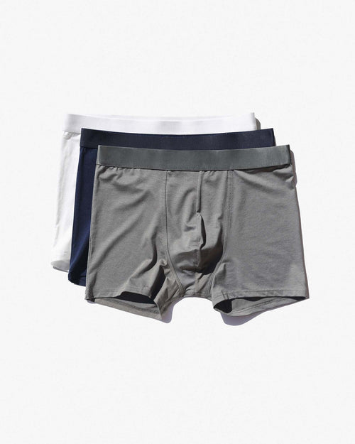 3 × Lyocell Boxer Brief in White + Navy Blue + Sky Grey