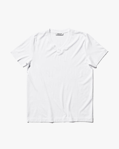 Lyocell V-Neck Midweight T-Shirt in White