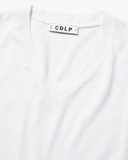 Lyocell V-Neck Midweight T-Shirt in White