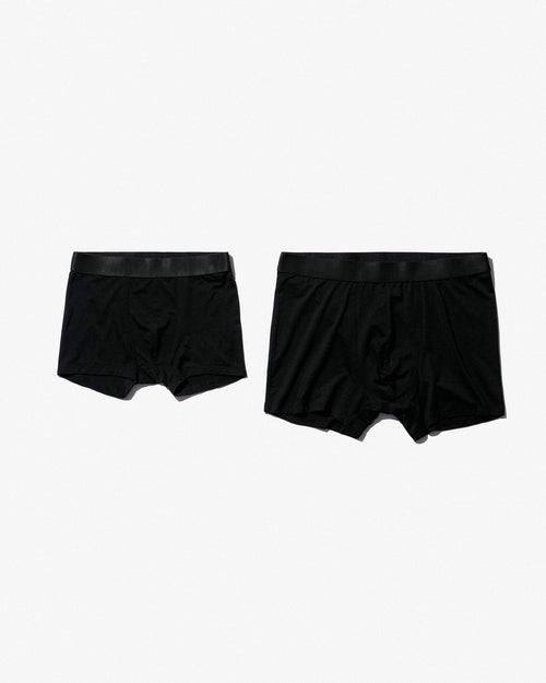  Mini Boxer Brief next to regular Boxer Brief in Black