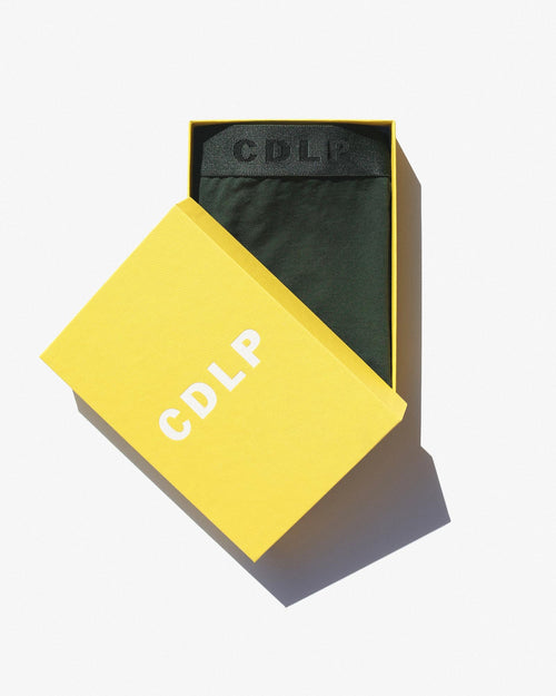 Long Johns in Army Green in yellow signature box