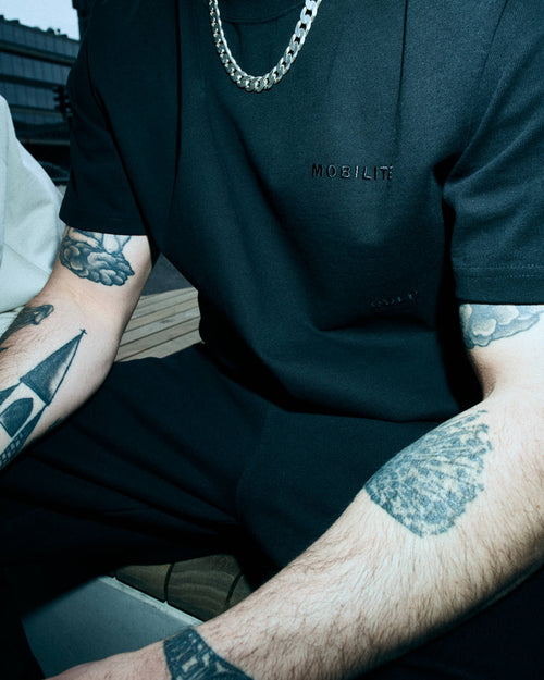 Felix wearing Heavy Jersey T-Shirt in Black