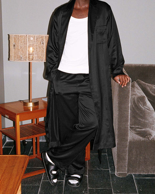 Edrisa wearing Black Home Robe