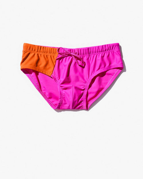 Cuixmala Swim Brief in Fuchsia / Flame made of Econyl