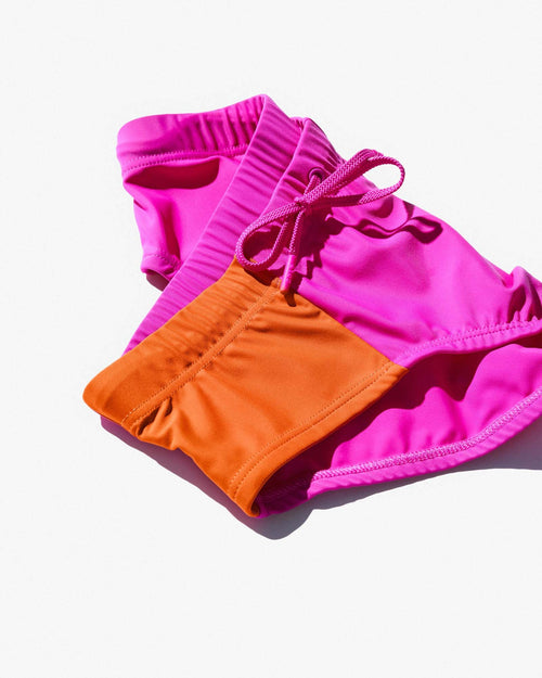 Cuixmala Swim Brief in Fuchsia / Flame made of Econyl