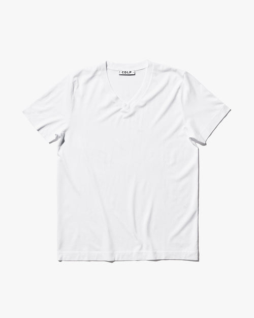 Lyocell V-Neck Midweight T-Shirt in White