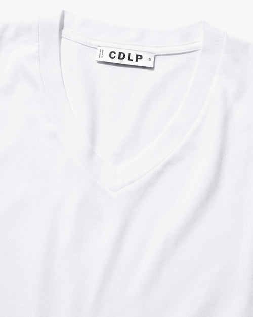 Lyocell V-Neck Midweight T-Shirt in White